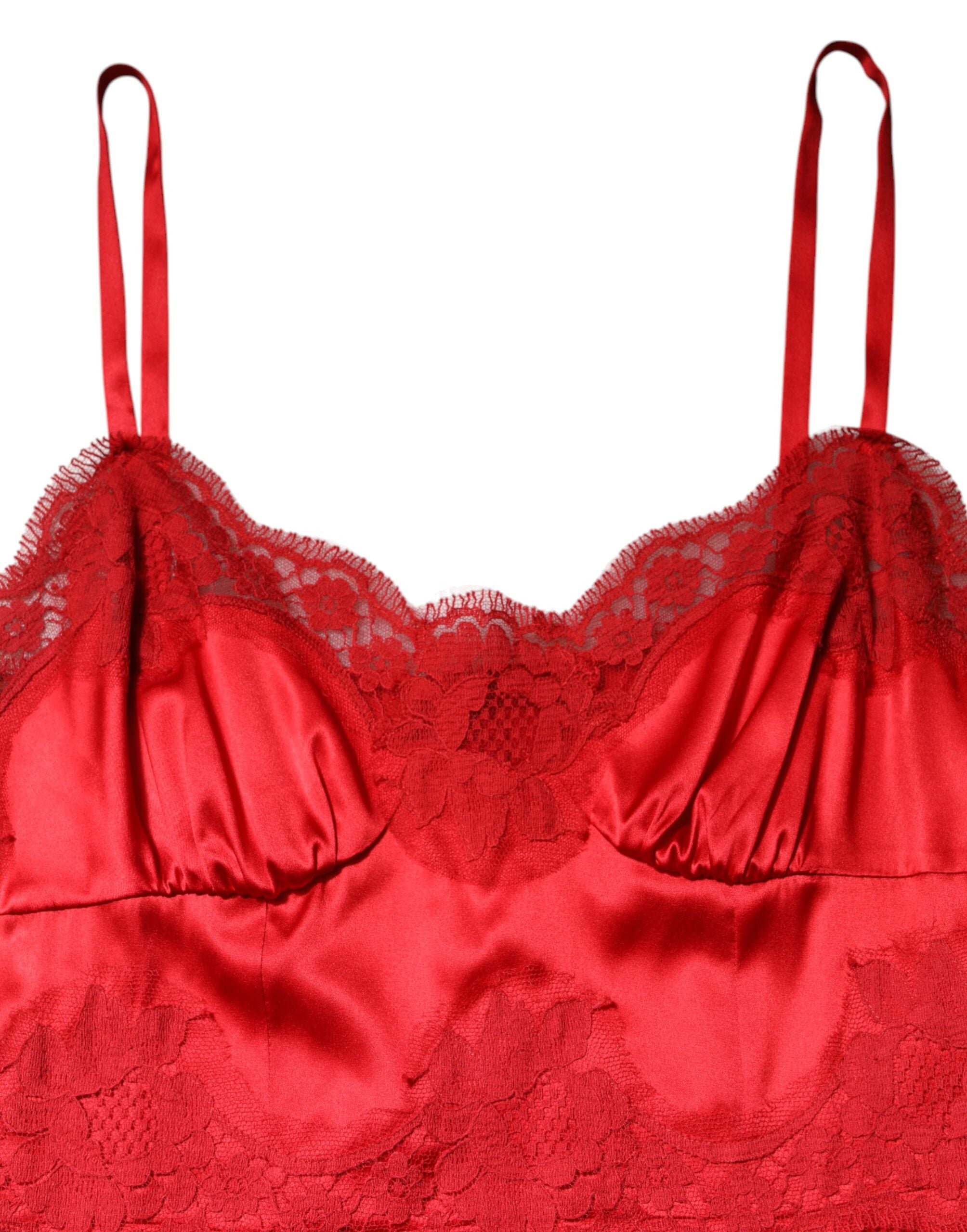 Robe longue sans manches en soie rouge de Dolce & Gabbana, robe maxi élégante pour femmes.