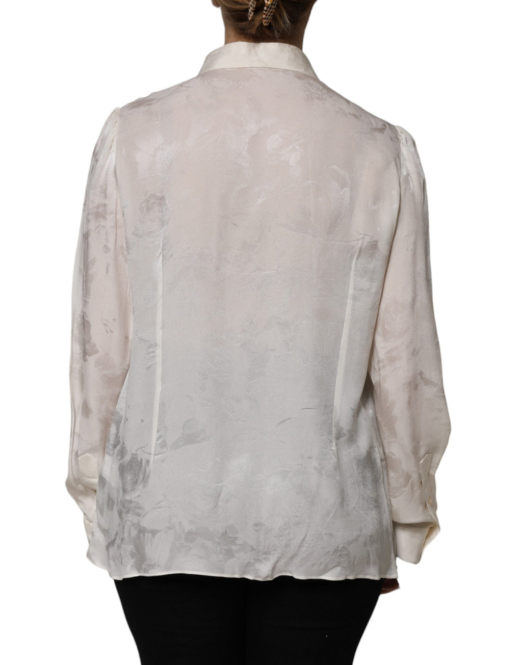 Chemise blanche Dolce & Gabbana à manches longues avec boutons, élégante et sophistiquée, vue de face.