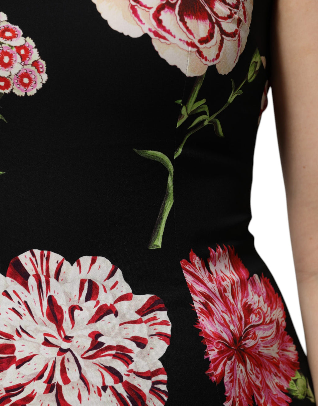 Haut sans manches Dolce & Gabbana avec imprimé floral noir, blouse légère en tissu fluide, vue de face.