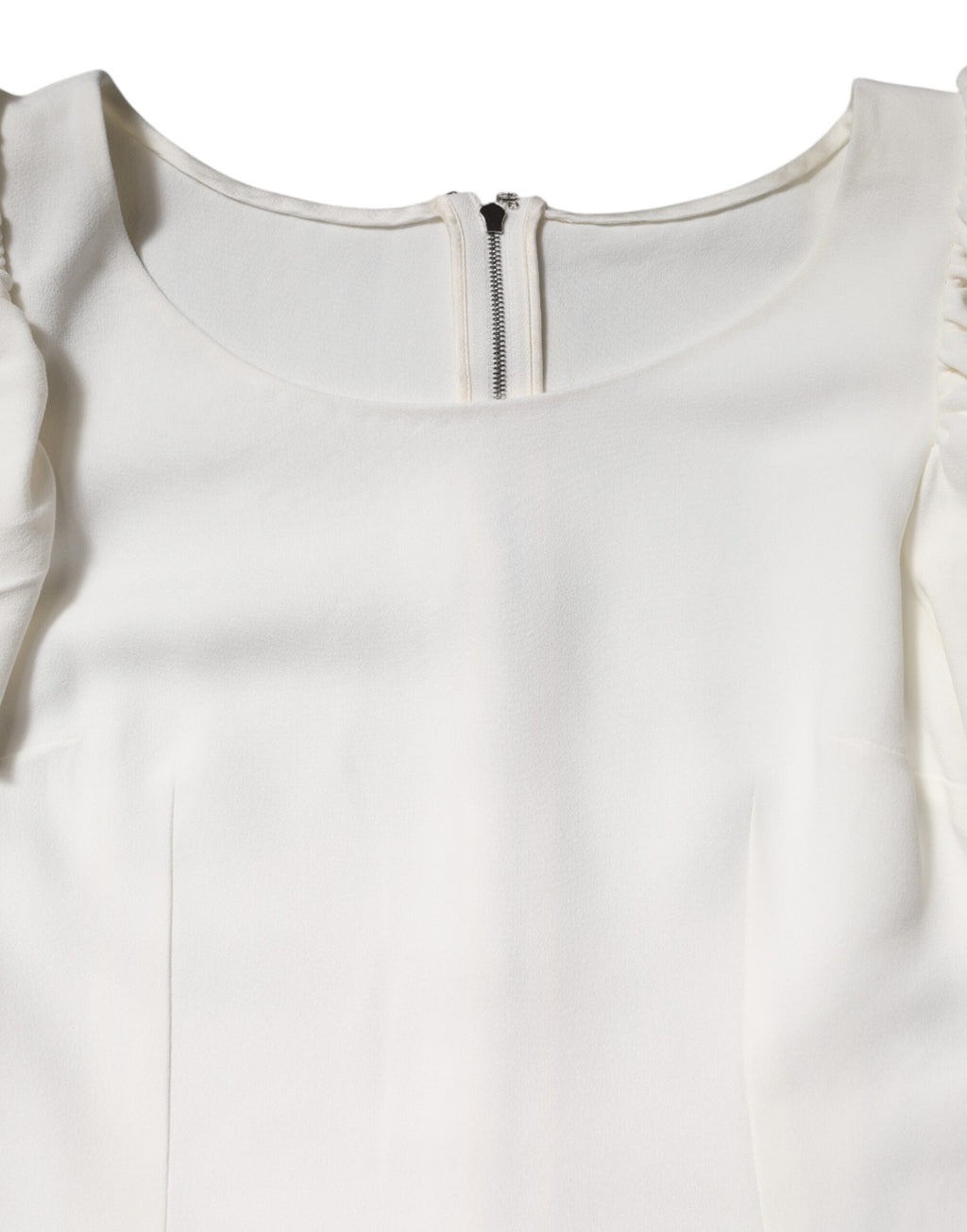 Haut blanc en viscose Dolce & Gabbana à col rond et manches courtes, élégant et léger, visible en détail.
