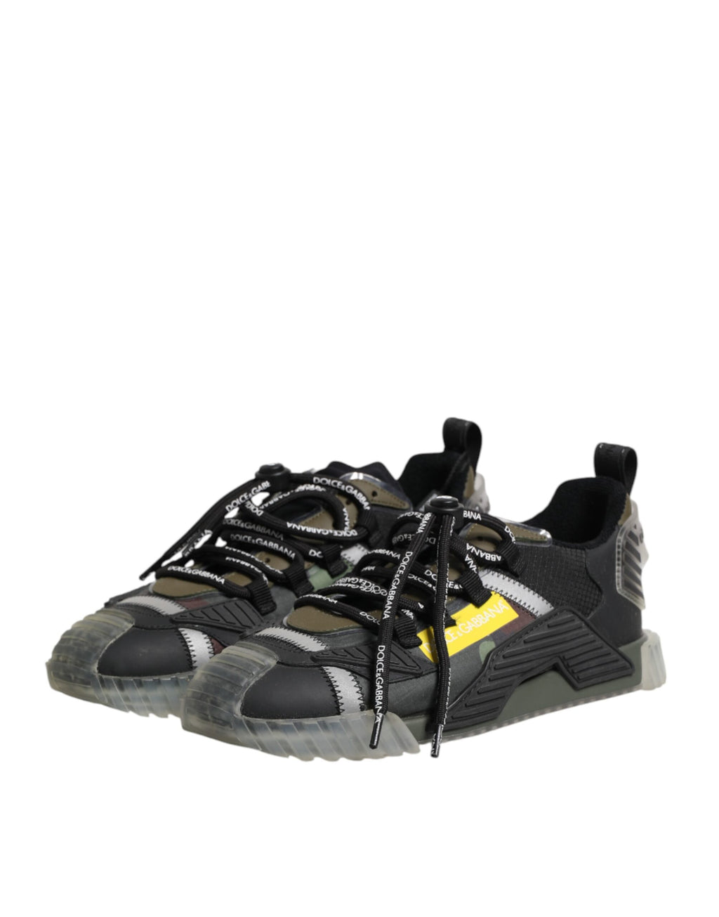 Chaussures basses Dolce & Gabbana NS1 en dentelle multicolore avec laçage, vue de face.