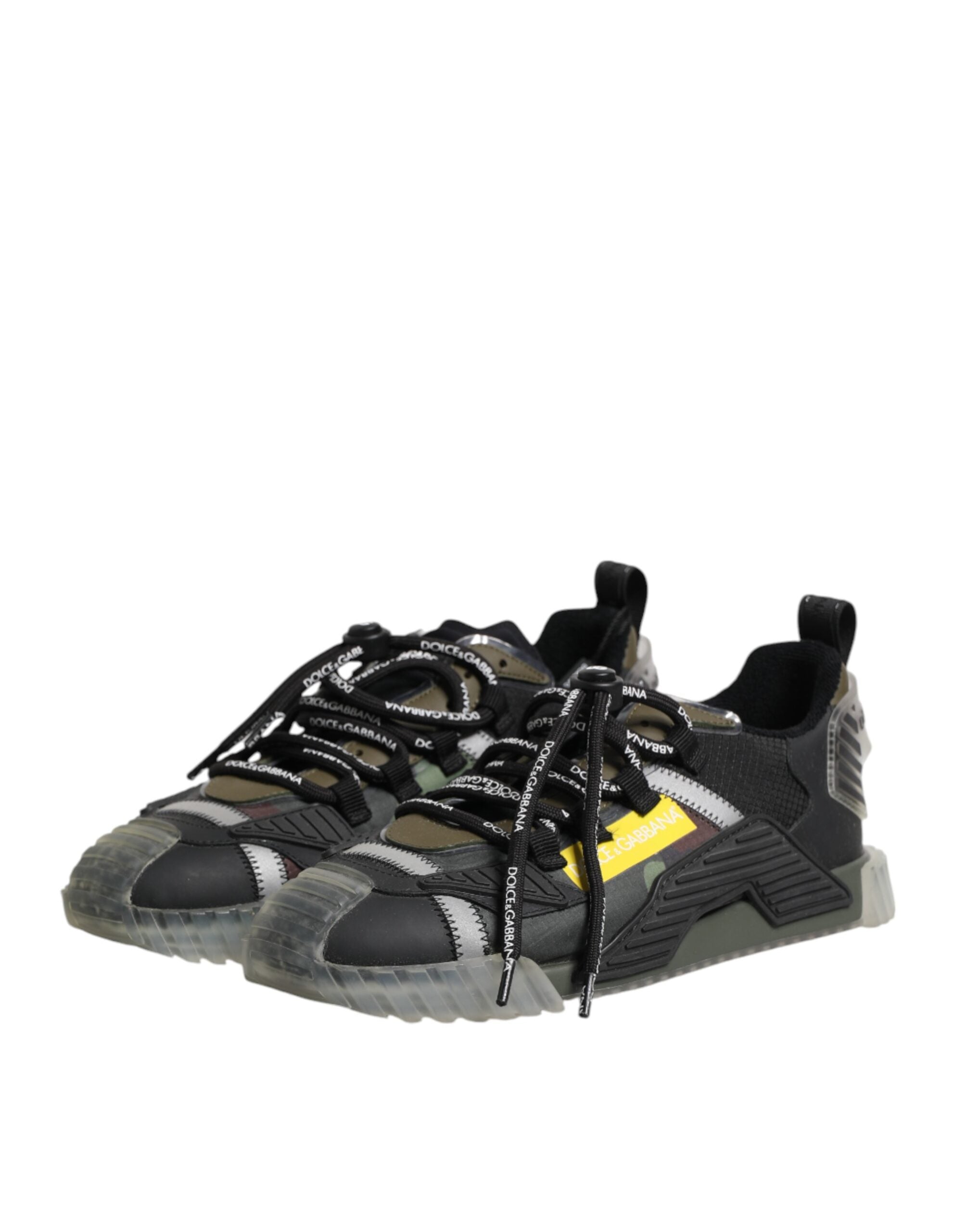 Chaussures basses Dolce & Gabbana NS1 en dentelle multicolore avec laçage, vue de face.