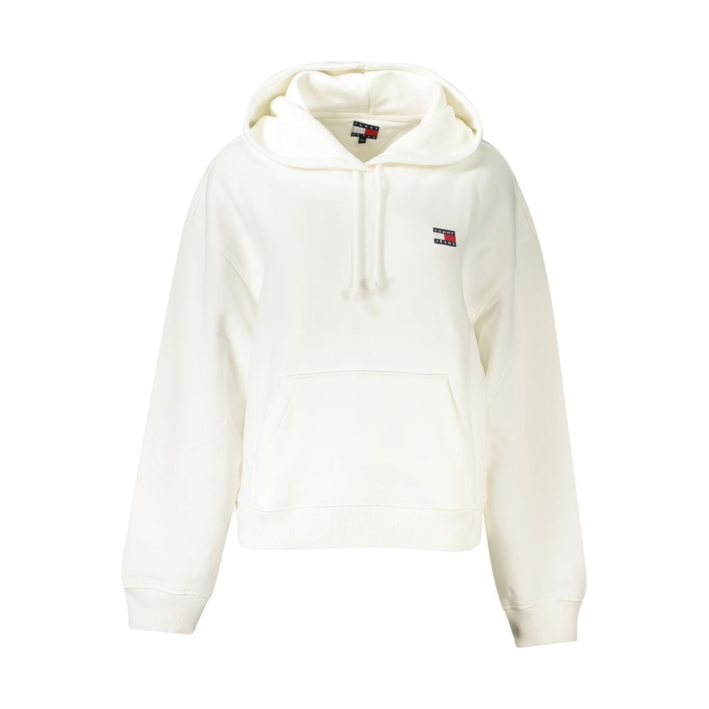 Sweat-shirt blanc en coton pour femmes de Tommy Hilfiger, décontracté avec logo discret sur la poitrine.