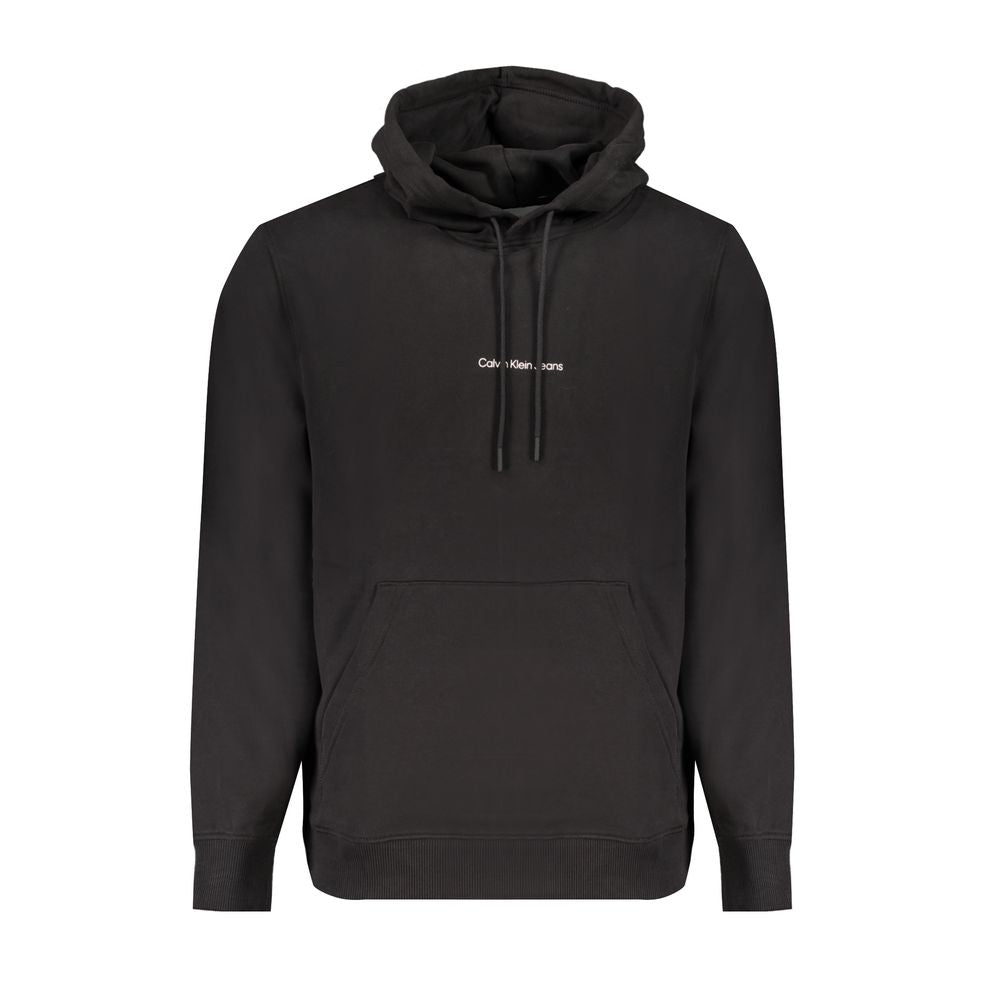 Sweat-shirt noir en coton pour homme de la marque Calvin Klein, coupe classique et logo discret visible sur le devant.