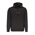 Sweat-shirt noir en coton pour homme de la marque Calvin Klein, coupe classique et logo discret visible sur le devant.