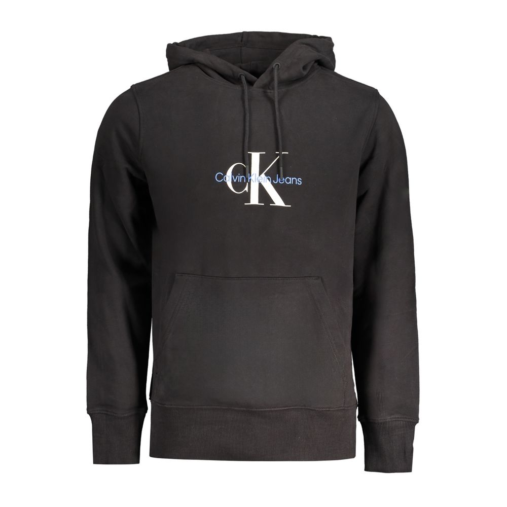 Sweatshirt pour hommes Calvin Klein en coton noir, col rond et design simple, vue de face.