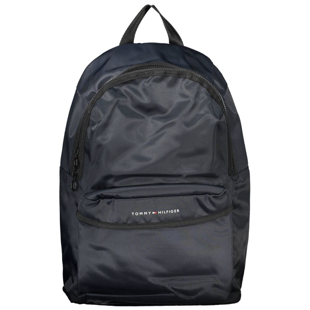 Sac à dos homme Tommy Hilfiger en polyester bleu, avec compartiments et logo visible, idéal pour un style décontracté.