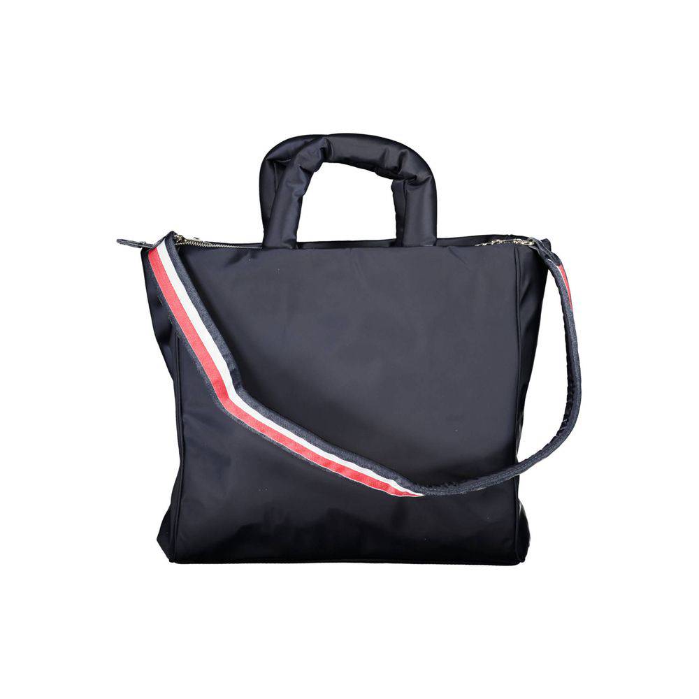 Sac à main en polyester bleu pour femme de la marque Tommy Hilfiger, avec poignées et design élégant.
