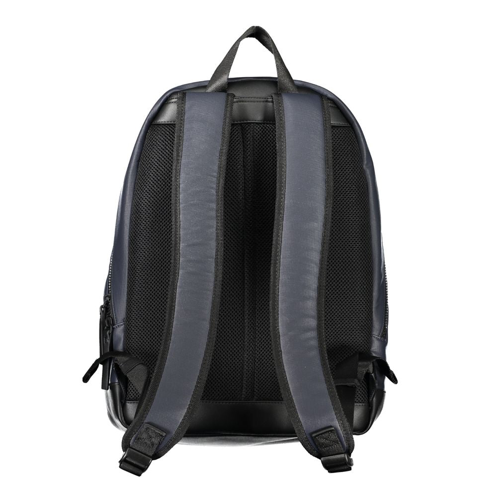 Sac à dos pour homme Tommy Hilfiger en polyuréthane bleu, avec plusieurs compartiments et détails élégants.