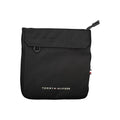 Sac à bandoulière pour homme Tommy Hilfiger en polyester noir, avec poches et logo signature visible.