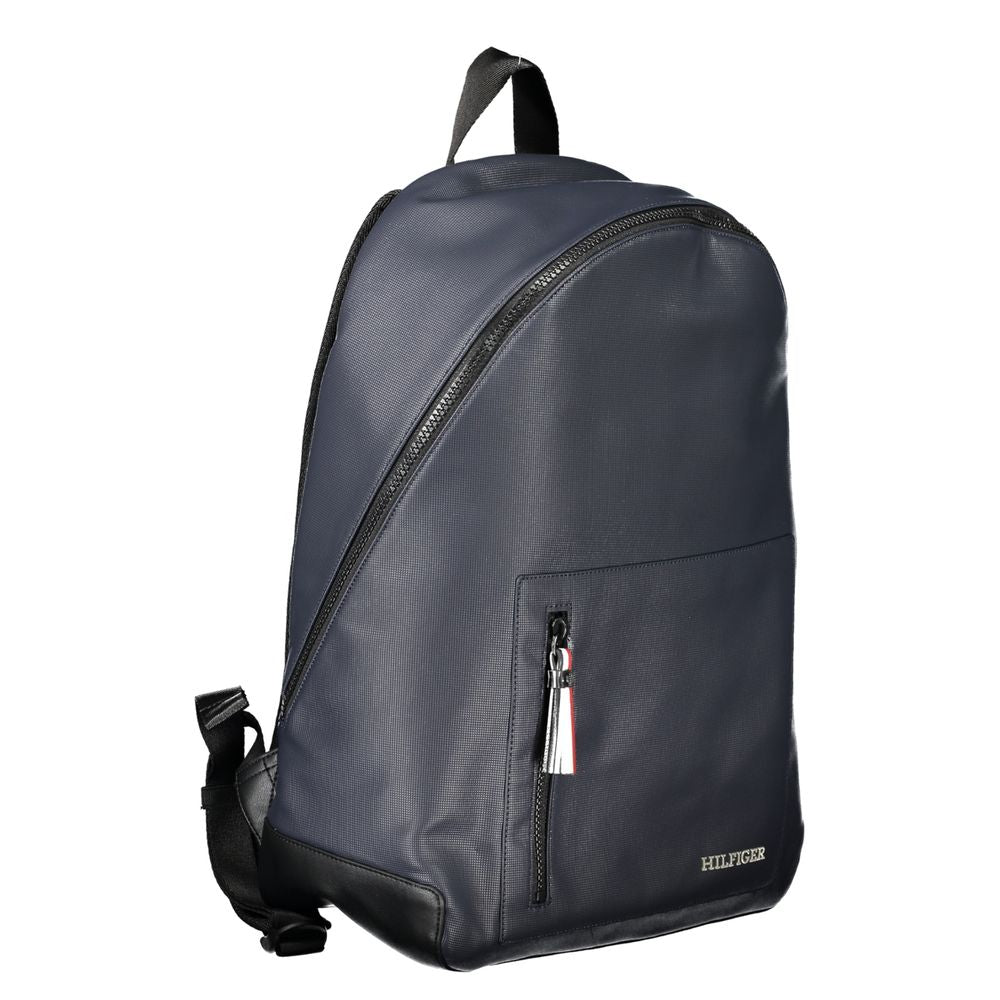 Sac à dos homme Tommy Hilfiger en polyuréthane bleu, avec logo emblématique, pour un style pratique et élégant.