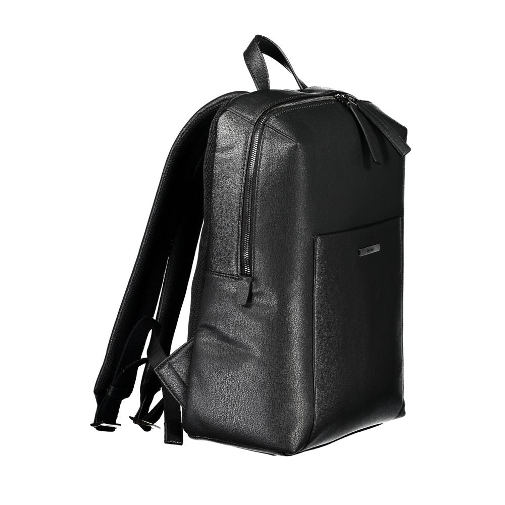 Sac à dos pour homme Calvin Klein en polyester noir, avec compartiments et design épuré, adapté pour un usage quotidien.