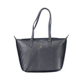 Sac à main pour femmes Tommy Hilfiger en polyester bleu avec poignées et détails élégants.