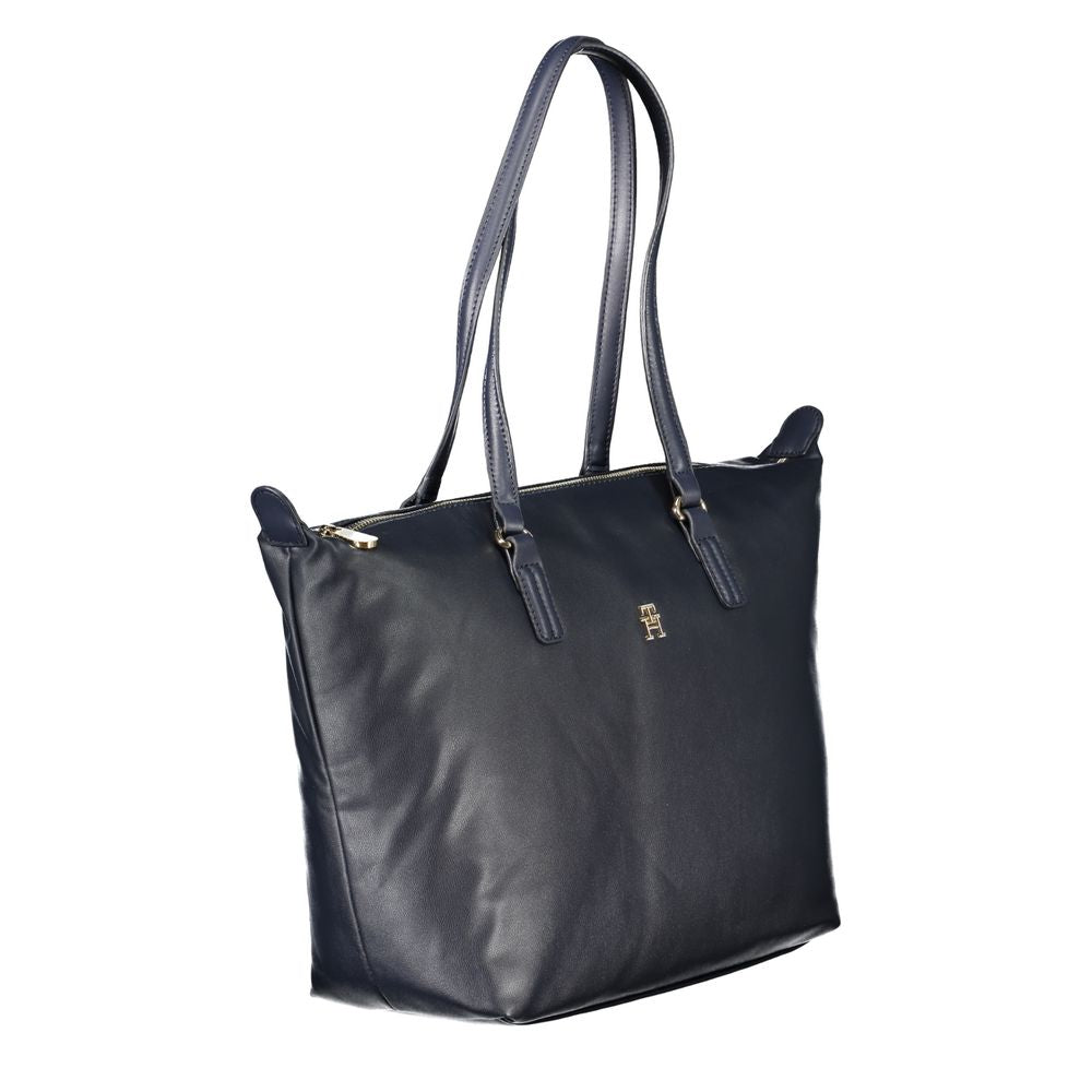 Sac à main en polyester Tommy Hilfiger pour femme, conçu en bleu avec logo emblématique, élégant et pratique.