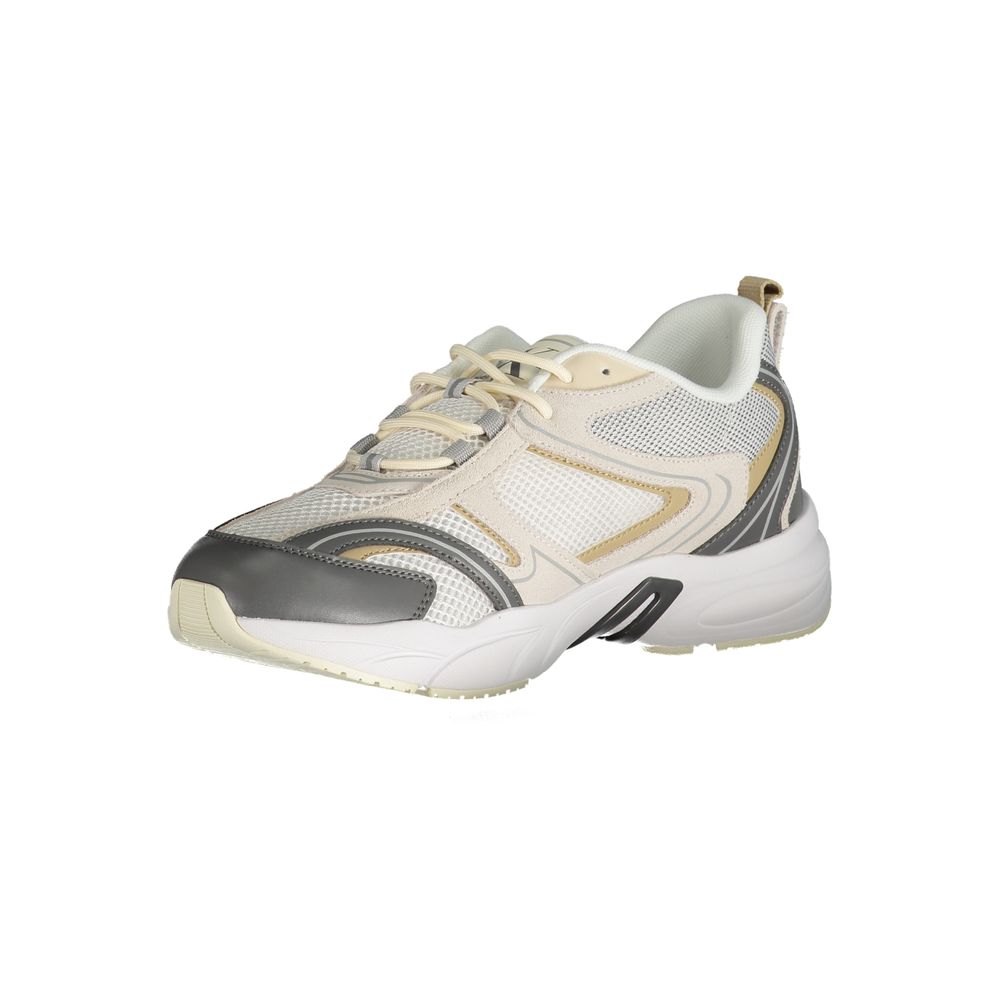 Sneaker beige en polyuréthane pour homme de la marque Calvin Klein, vue de face, élégante et moderne.