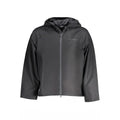 Veste noire en polyester pour homme de la marque Calvin Klein, vue de face, avec fermeture éclair et col montant.