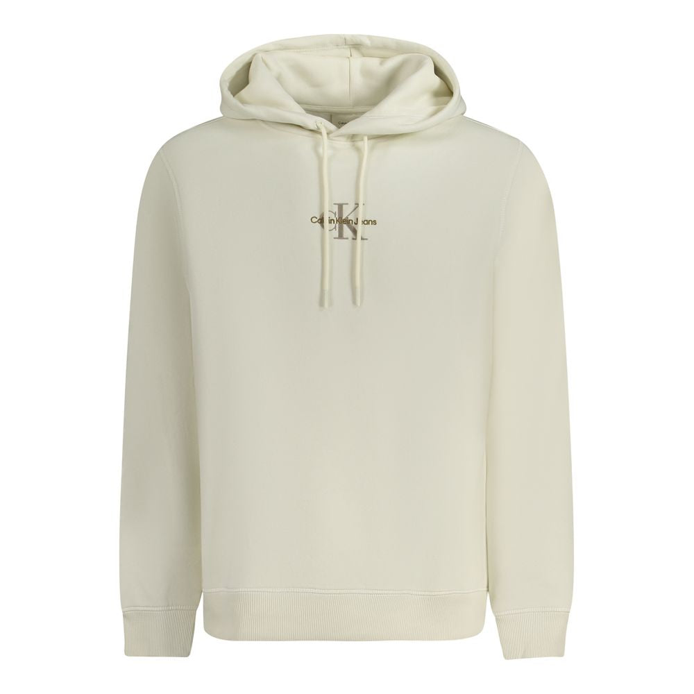 Sweat à capuche blanc pour homme de la marque Calvin Klein en coton, avec logo discret visible sur le devant.