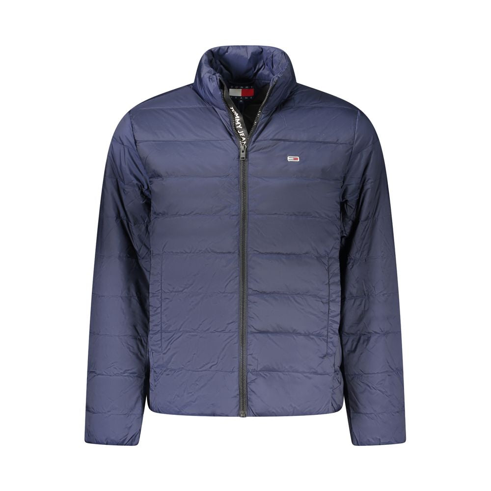 Veste en nylon bleu pour homme Tommy Hilfiger, style décontracté avec fermeture éclair et col haut.