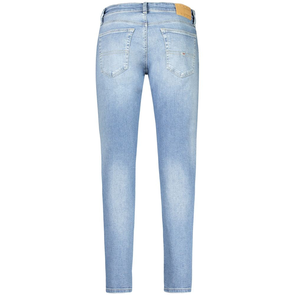 Jeans slim tapered en coton pour homme de Tommy Hilfiger, couleur azur, avec détails classiques et coupe ajustée.