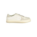 Sneakers homme en polyuréthane blanc de Calvin Klein, design moderne et élégant, vue de face sur fond neutre.