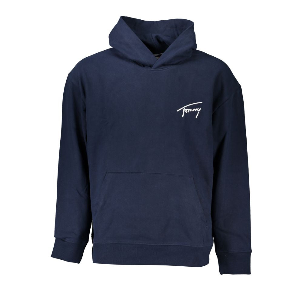 Sweat à capuche en coton bleu pour homme de la marque Tommy Hilfiger, visible avec logo sur la poitrine.