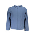 Sweatshirt homme en polyester bleu de Calvin Klein, col rond et logo discret à l'avant, tissu doux et confortable.