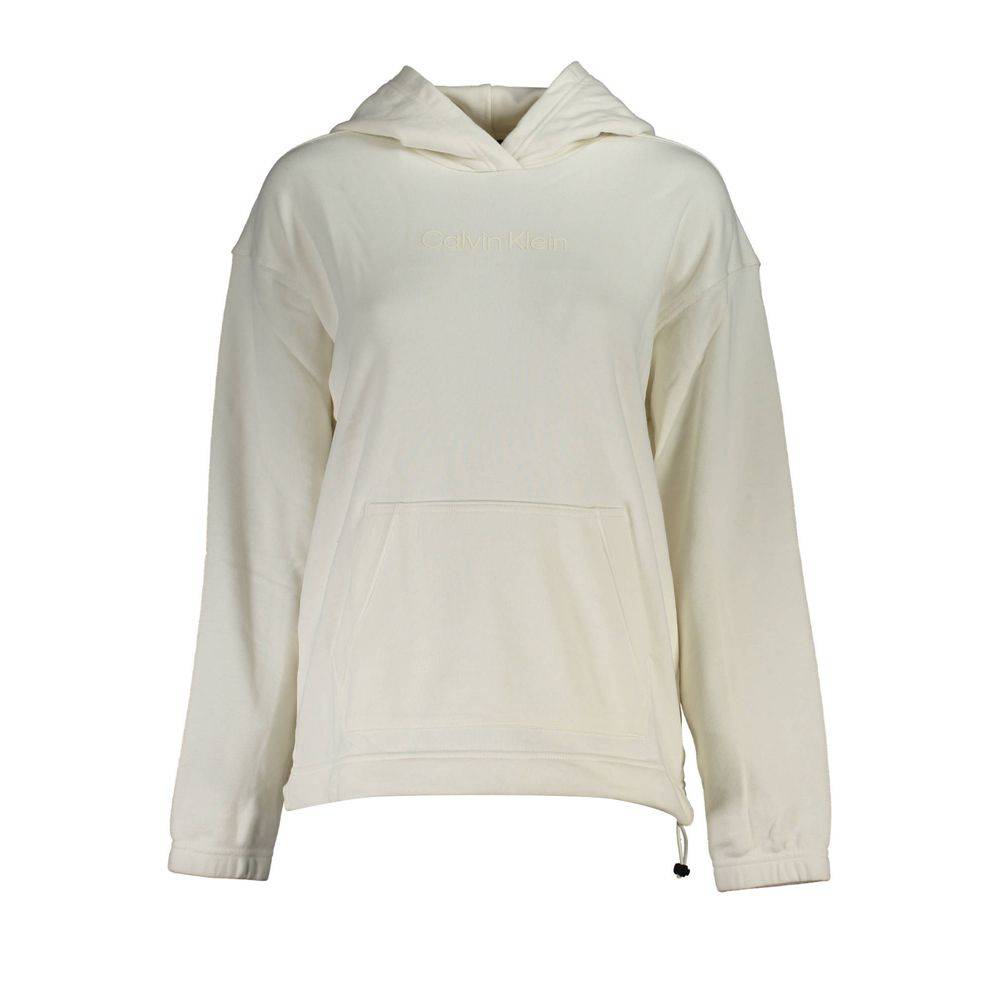 Sweat-shirt blanc en coton pour femmes de la marque Calvin Klein, doux et confortable, avec logo discret.