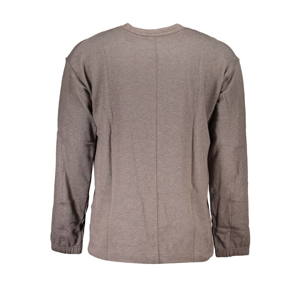 Sweat-shirt marron en coton pour hommes de la marque Calvin Klein, style décontracté et confortable, visible sur l'image.