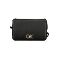 Sac à main pour femme Calvin Klein en polyester noir, sac d'épaule élégant avec détails modernes.