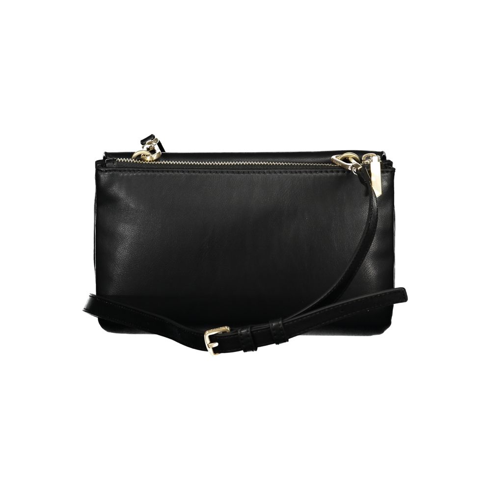 Sac à épaule pour femmes Calvin Klein en polyester noir, avec détails élégants et bandoulière ajustable.