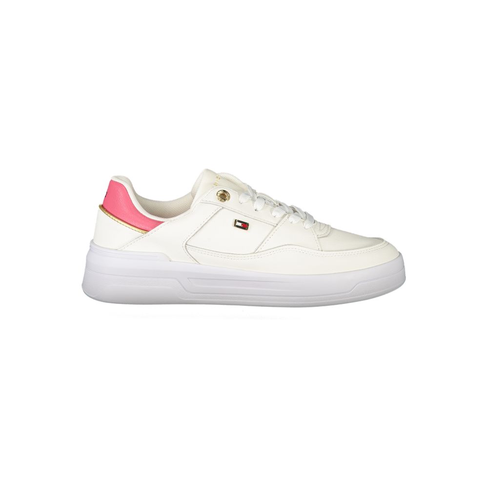 Sneakers pour femmes Tommy Hilfiger Bianco en polyuréthane, style décontracté avec semelle blanche et design moderne.
