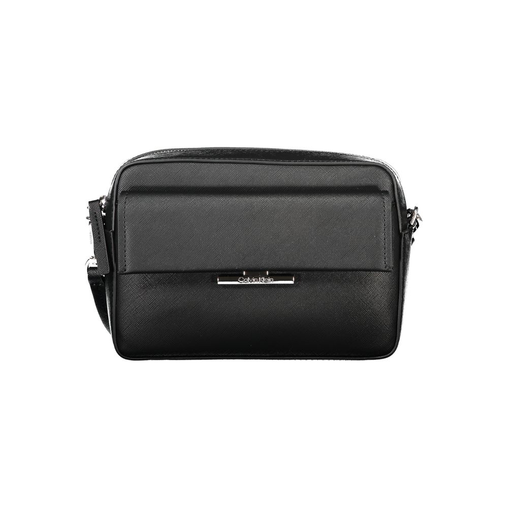 Sac à main femme Calvin Klein en polyuréthane noir, sacoche d'épaule élégante et moderne.