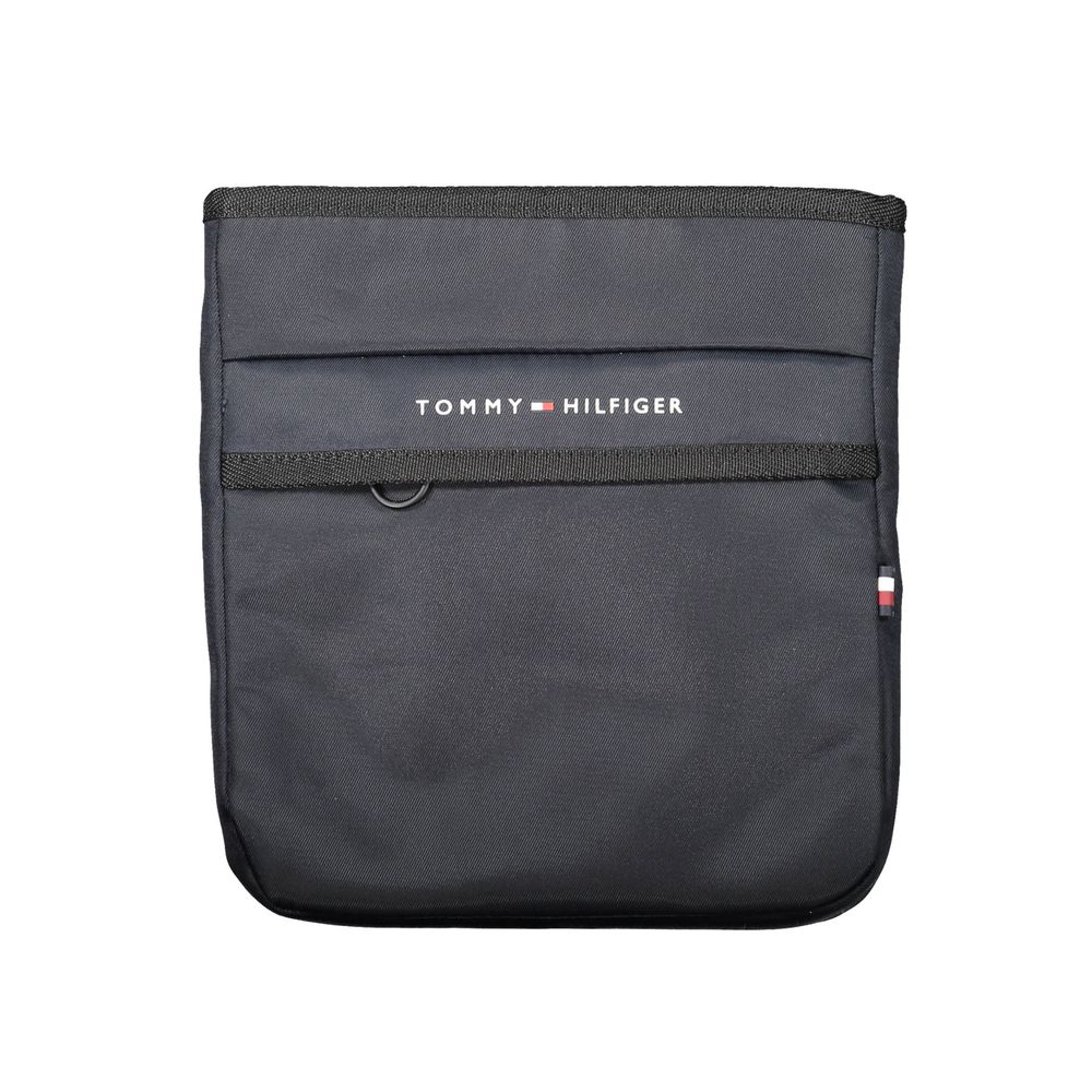 Sacoche homme Tommy Hilfiger en polyester bleu, sac à bandoulière élégant avec compartiments spacieux.