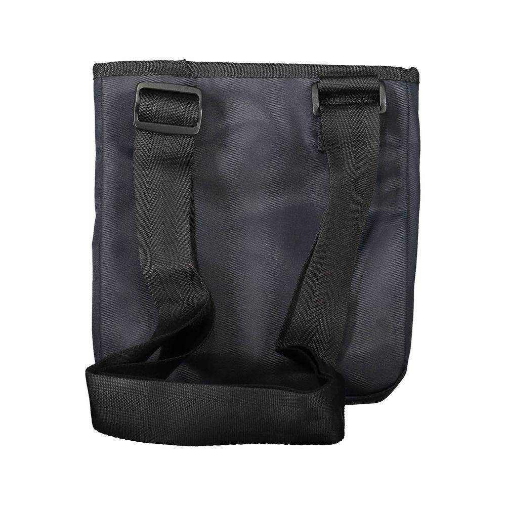 Sac messager pour homme Tommy Hilfiger en polyester bleu, avec bandoulière réglable et logo de la marque visible.