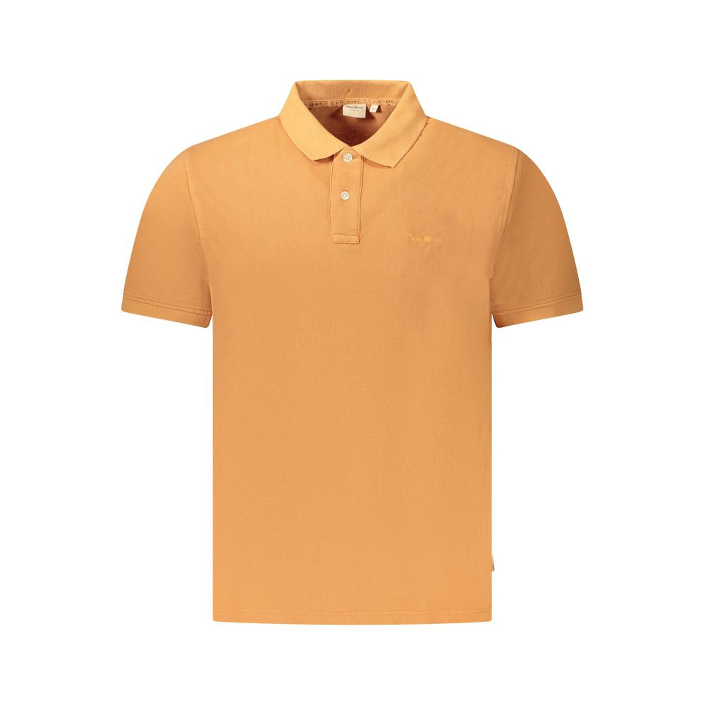 Polo homme en coton orange Pepe Jeans, col classique, manches courtes, logo brodé sur la poitrine, style décontracté.