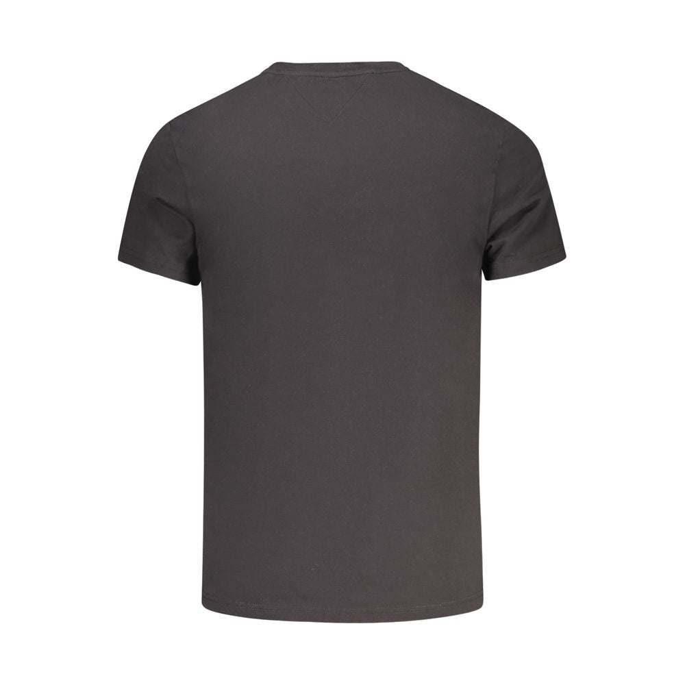 T-shirt noir en coton pour homme de la marque Tommy Hilfiger, coupe classique avec logo discret sur le devant.