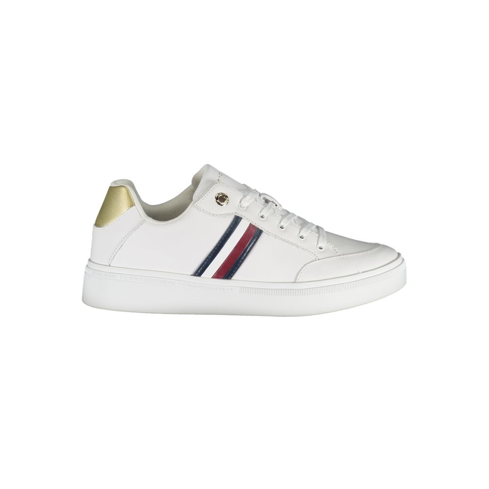 Sneakers blanches pour femmes Tommy Hilfiger en polyuréthane, avec design moderne et détails élégants.