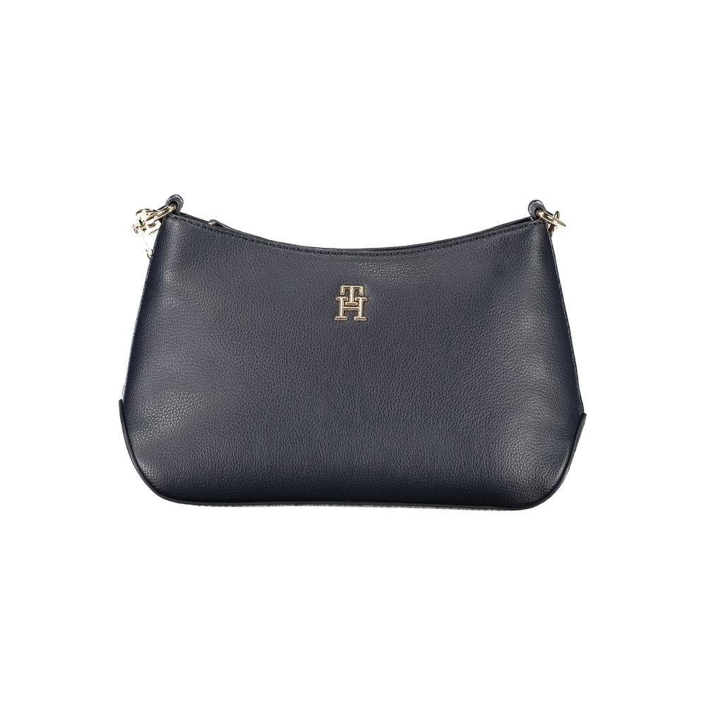 Sac à bandoulière pour femme Tommy Hilfiger en polyester bleu avec détails élégants, idéal pour un style décontracté.