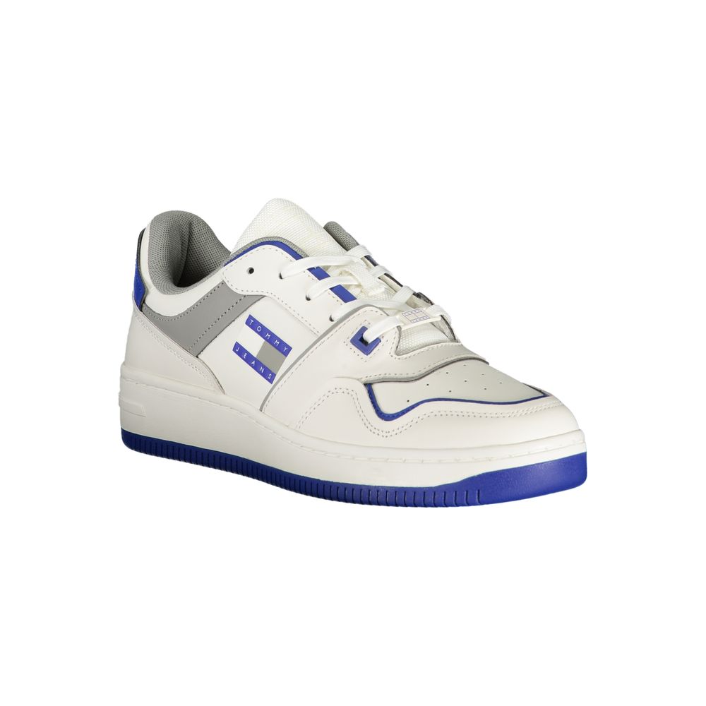 Sneakers pour hommes Tommy Hilfiger en polyuréthane bleu royal, style décontracté et moderne.