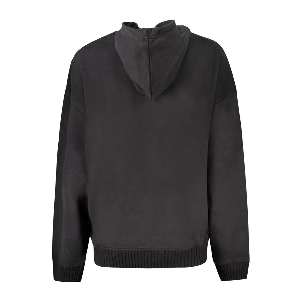 Sweat-shirt noir en coton pour femme de Calvin Klein, coupe classique et logo discret sur la poitrine.