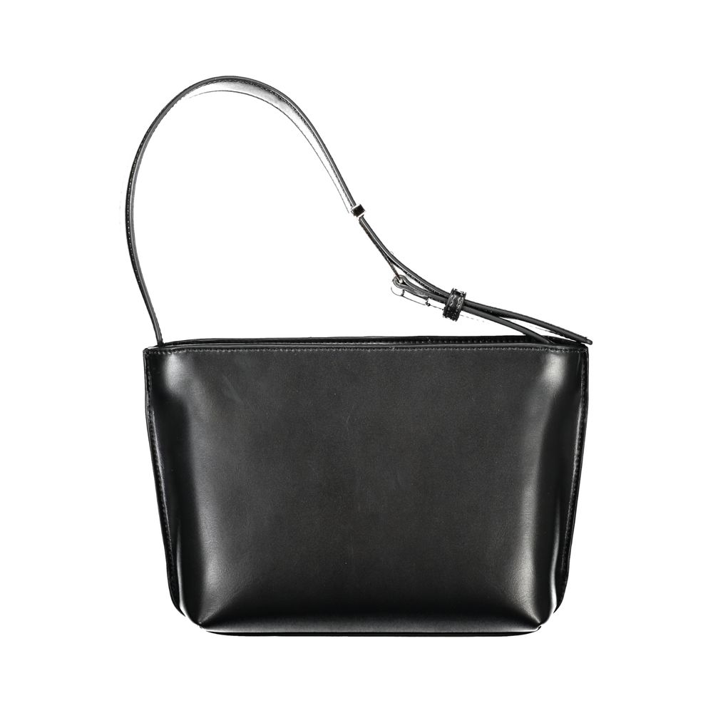 Sac à épaule pour femme Calvin Klein en polyester noir, avec détails élégants et logo visible sur le devant.