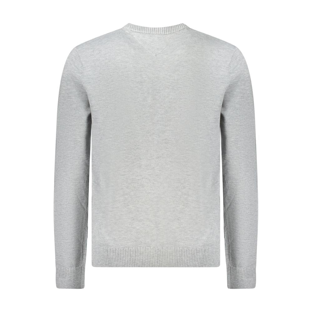 pull gris en polyester pour homme Tommy Hilfiger, sweat-shirt confortable avec col rond et logo discret visible