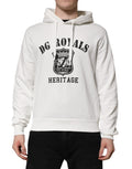 Sweat à capuche blanc en coton Dolce & Gabbana avec imprimé DG ROYAL, design élégant et confortable visible sur l'image.