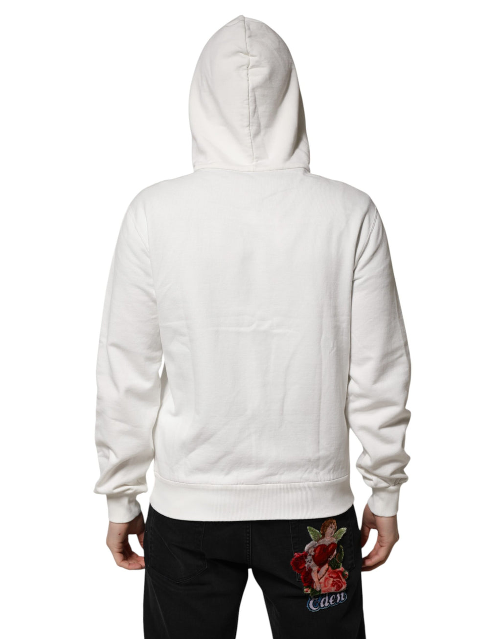 Sweat à capuche blanc Dolce & Gabbana avec imprimé DG ROYAL en coton, style décontracté et élégant.