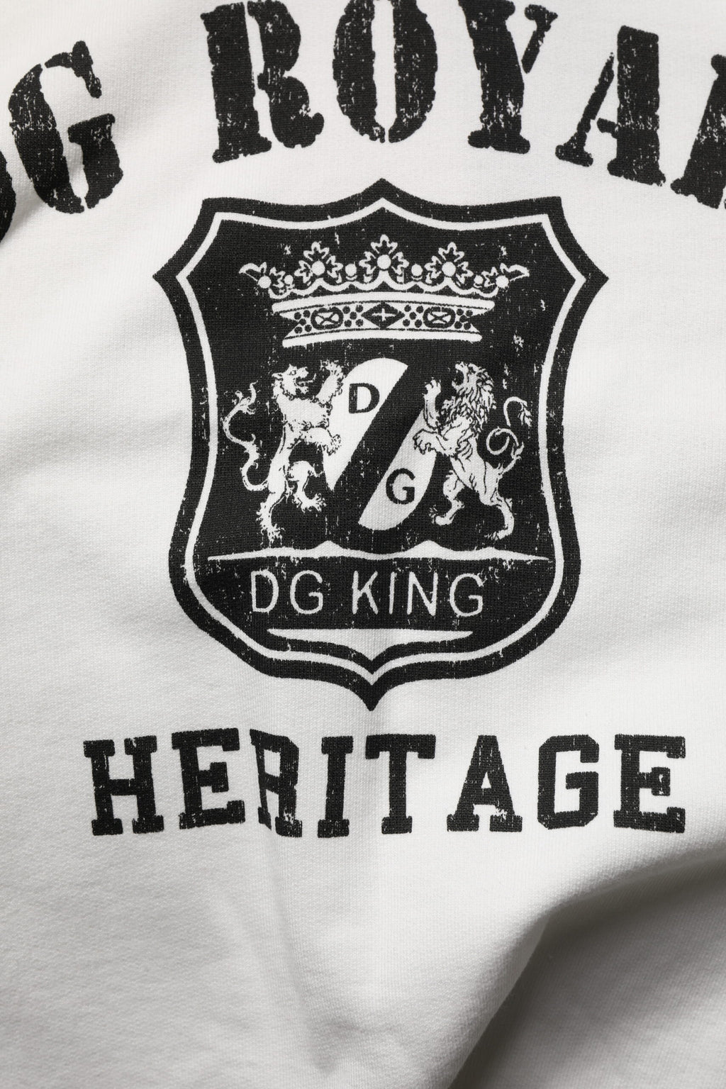 Sweat à capuche en coton blanc Dolce & Gabbana avec imprimé DG ROYAL, doux et confortable, aspect décontracté et élégant.