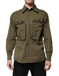 Chemise longue à manches longues vert armée de Dolce & Gabbana avec boutons, style élégant et sophistiqué.
