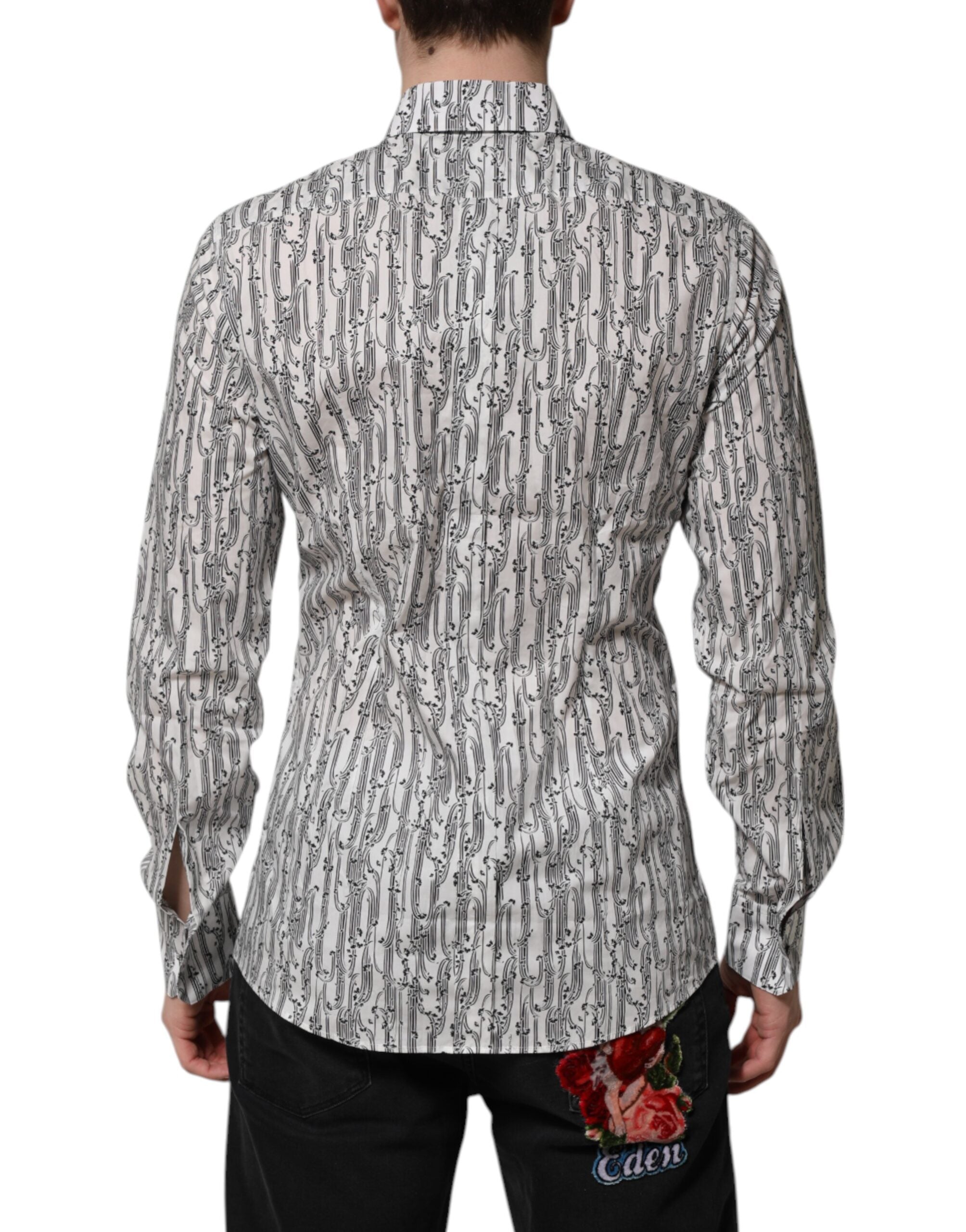 Chemise décontractée à manches longues Dolce & Gabbana, blanche avec imprimé floral élégant, pour un style chic et casual.