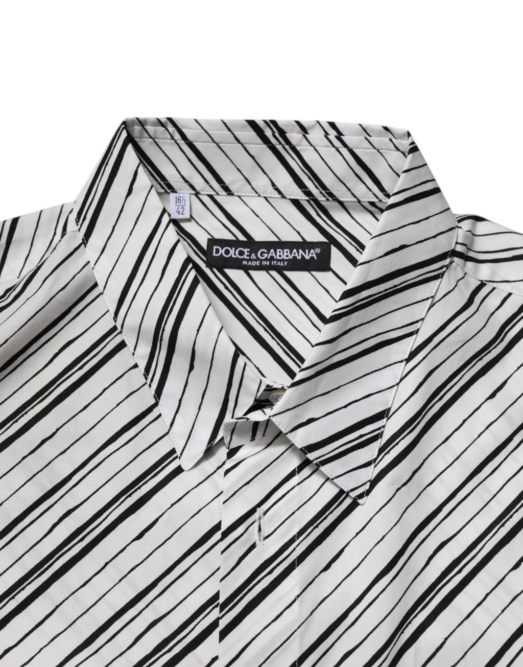 Chemise homme formelle à rayures blanches Dolce & Gabbana à manches longues, élégante et sophistiquée.