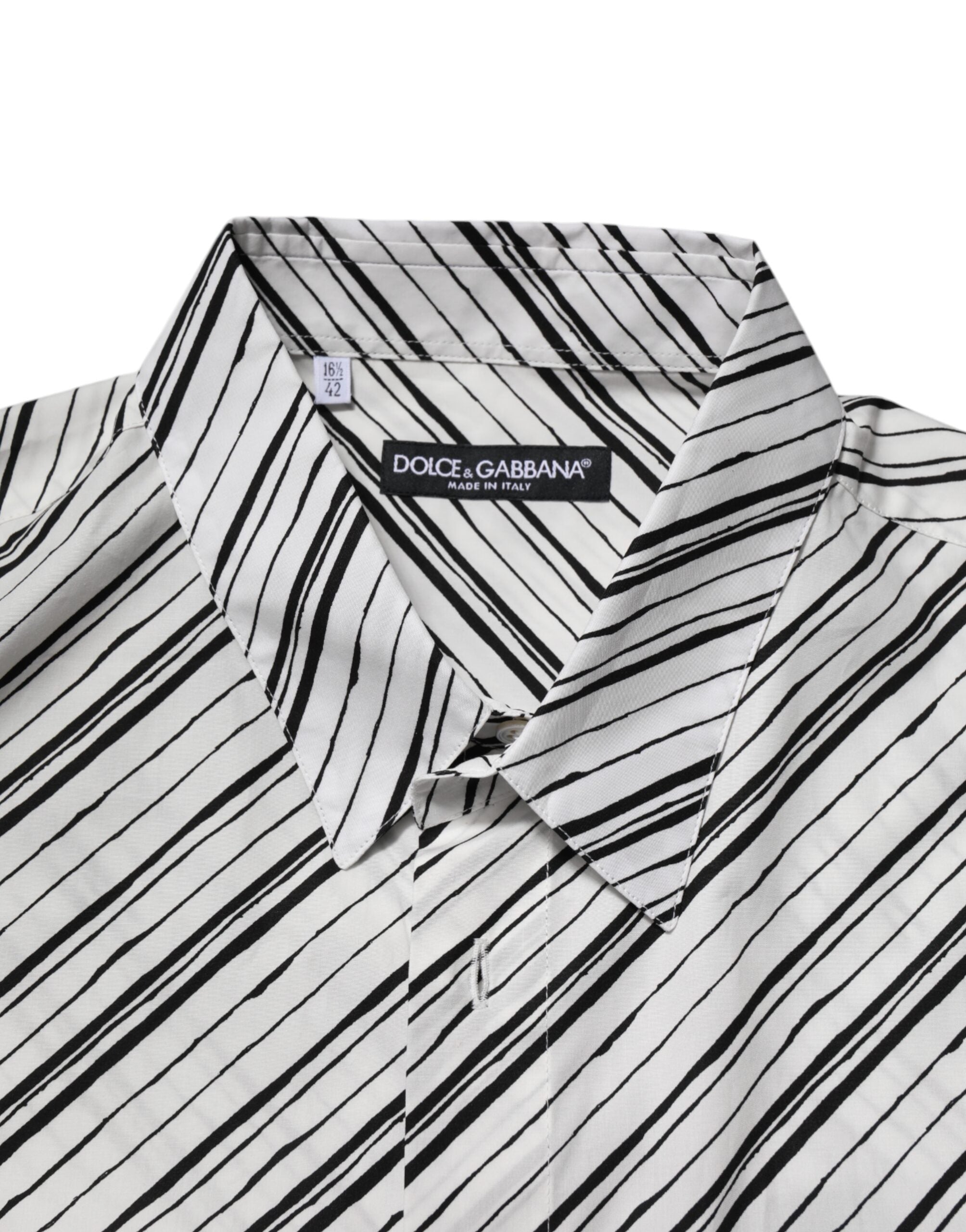 Chemise homme formelle à rayures blanches Dolce & Gabbana à manches longues, élégante et sophistiquée.