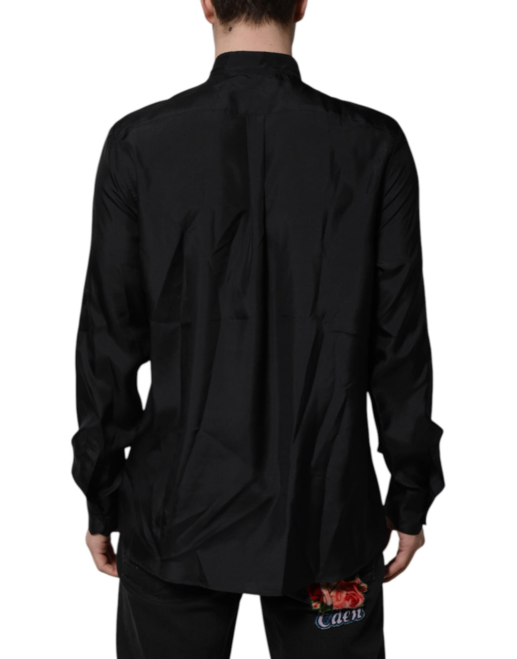 Chemise formelle en soie bleue foncée pour homme Dolce & Gabbana Martini, style élégant et sophistiqué.
